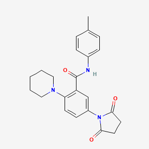 molecular formula C23H25N3O3 B3447045 5-(2,5-dioxo-1-pyrrolidinyl)-N-(4-methylphenyl)-2-(1-piperidinyl)benzamide 