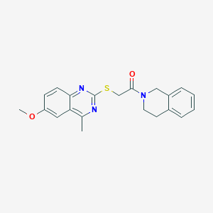 molecular formula C21H21N3O2S B3447104 2-{[2-(3,4-dihydro-2(1H)-isoquinolinyl)-2-oxoethyl]thio}-6-methoxy-4-methylquinazoline 