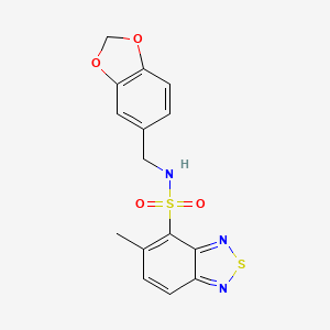 molecular formula C15H13N3O4S2 B3447107 N-(1,3-benzodioxol-5-ylmethyl)-5-methyl-2,1,3-benzothiadiazole-4-sulfonamide 