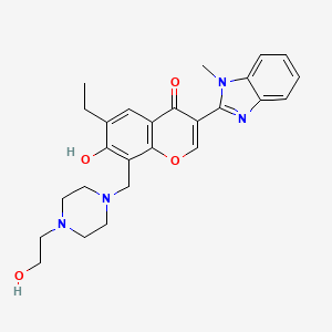 6-ethyl-7-hydroxy-8-{[4-(2-hydroxyethyl)-1-piperazinyl]methyl}-3-(1-methyl-1H-benzimidazol-2-yl)-4H-chromen-4-one
