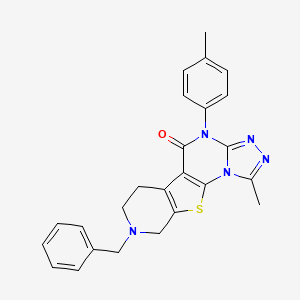 molecular formula C25H23N5OS B3447194 8-benzyl-1-methyl-4-(4-methylphenyl)-6,7,8,9-tetrahydropyrido[4',3':4,5]thieno[3,2-e][1,2,4]triazolo[4,3-a]pyrimidin-5(4H)-one 