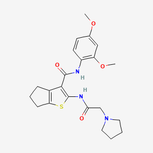 molecular formula C22H27N3O4S B3447196 N-(2,4-dimethoxyphenyl)-2-[(1-pyrrolidinylacetyl)amino]-5,6-dihydro-4H-cyclopenta[b]thiophene-3-carboxamide 