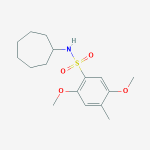 molecular formula C16H25NO4S B344722 N-cycloheptyl-2,5-dimethoxy-4-methylbenzenesulfonamide CAS No. 873578-41-7