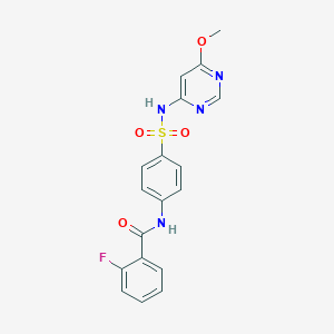 molecular formula C18H15FN4O4S B3447259 2-fluoro-N-(4-{[(6-methoxy-4-pyrimidinyl)amino]sulfonyl}phenyl)benzamide 