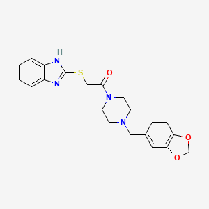 molecular formula C21H22N4O3S B3447280 2-({2-[4-(1,3-benzodioxol-5-ylmethyl)-1-piperazinyl]-2-oxoethyl}thio)-1H-benzimidazole 