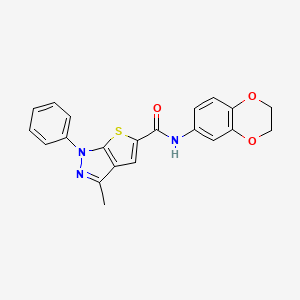 molecular formula C21H17N3O3S B3447323 N-(2,3-dihydro-1,4-benzodioxin-6-yl)-3-methyl-1-phenyl-1H-thieno[2,3-c]pyrazole-5-carboxamide 