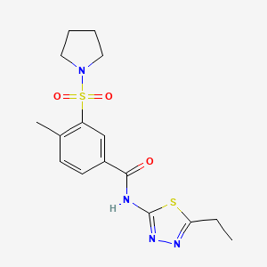 molecular formula C16H20N4O3S2 B3447337 N-(5-ethyl-1,3,4-thiadiazol-2-yl)-4-methyl-3-(1-pyrrolidinylsulfonyl)benzamide 