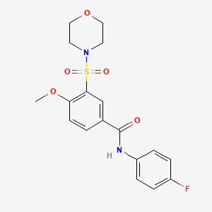 molecular formula C18H19FN2O5S B3447340 N-(4-fluorophenyl)-4-methoxy-3-(4-morpholinylsulfonyl)benzamide 