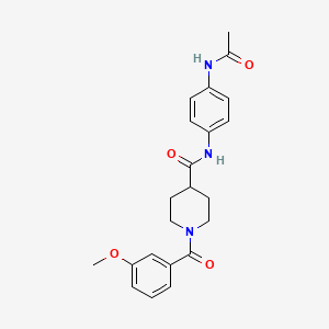 molecular formula C22H25N3O4 B3447383 N-[4-(acetylamino)phenyl]-1-(3-methoxybenzoyl)-4-piperidinecarboxamide 