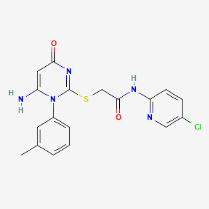 molecular formula C18H16ClN5O2S B3447439 2-{[6-amino-1-(3-methylphenyl)-4-oxo-1,4-dihydro-2-pyrimidinyl]thio}-N-(5-chloro-2-pyridinyl)acetamide 