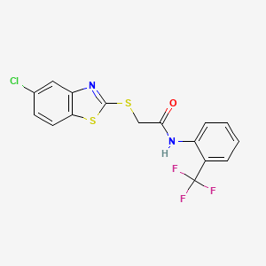 molecular formula C16H10ClF3N2OS2 B3447444 2-[(5-chloro-1,3-benzothiazol-2-yl)thio]-N-[2-(trifluoromethyl)phenyl]acetamide 
