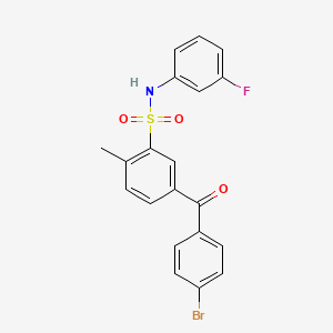 molecular formula C20H15BrFNO3S B3447488 5-(4-bromobenzoyl)-N-(3-fluorophenyl)-2-methylbenzenesulfonamide 
