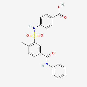 molecular formula C21H18N2O5S B3447498 4-({[5-(anilinocarbonyl)-2-methylphenyl]sulfonyl}amino)benzoic acid 