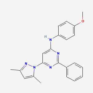 molecular formula C22H21N5O B3447590 6-(3,5-dimethyl-1H-pyrazol-1-yl)-N-(4-methoxyphenyl)-2-phenyl-4-pyrimidinamine 