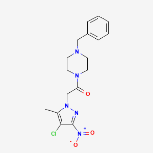 molecular formula C17H20ClN5O3 B3447606 1-benzyl-4-[(4-chloro-5-methyl-3-nitro-1H-pyrazol-1-yl)acetyl]piperazine 
