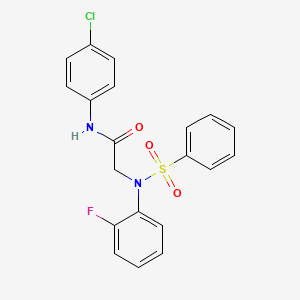 molecular formula C20H16ClFN2O3S B3447700 N~1~-(4-chlorophenyl)-N~2~-(2-fluorophenyl)-N~2~-(phenylsulfonyl)glycinamide 
