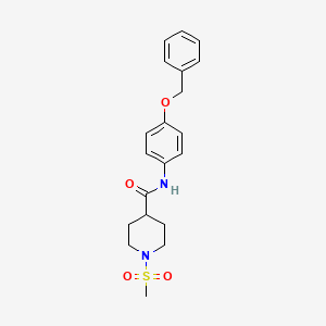 molecular formula C20H24N2O4S B3447728 N-[4-(benzyloxy)phenyl]-1-(methylsulfonyl)-4-piperidinecarboxamide 