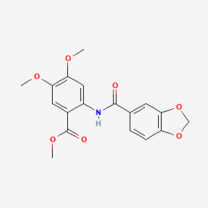 molecular formula C18H17NO7 B3447790 methyl 2-[(1,3-benzodioxol-5-ylcarbonyl)amino]-4,5-dimethoxybenzoate 
