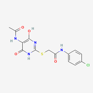 molecular formula C14H13ClN4O4S B3447799 2-{[5-(acetylamino)-4-hydroxy-6-oxo-1,6-dihydro-2-pyrimidinyl]thio}-N-(4-chlorophenyl)acetamide 