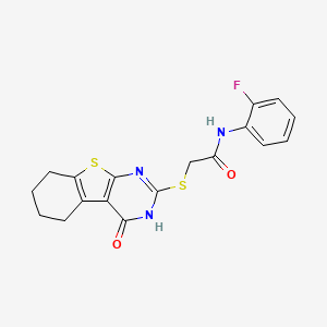 molecular formula C18H16FN3O2S2 B3447807 N-(2-fluorophenyl)-2-[(4-oxo-1,4,5,6,7,8-hexahydro[1]benzothieno[2,3-d]pyrimidin-2-yl)thio]acetamide 