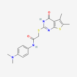 molecular formula C18H20N4O2S2 B3447813 N-[4-(dimethylamino)phenyl]-2-[(4-hydroxy-5,6-dimethylthieno[2,3-d]pyrimidin-2-yl)thio]acetamide 