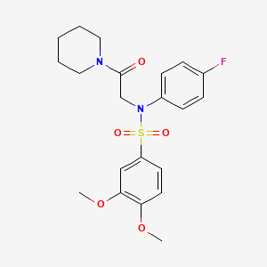molecular formula C21H25FN2O5S B3447821 N-(4-Fluoro-phenyl)-3,4-dimethoxy-N-(2-oxo-2-piperidin-1-yl-ethyl)-benzenesulfonamide 