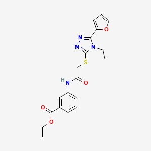 molecular formula C19H20N4O4S B3447830 ethyl 3-[({[4-ethyl-5-(2-furyl)-4H-1,2,4-triazol-3-yl]thio}acetyl)amino]benzoate 