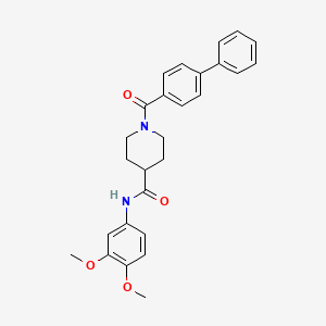 molecular formula C27H28N2O4 B3447833 1-(4-biphenylylcarbonyl)-N-(3,4-dimethoxyphenyl)-4-piperidinecarboxamide 