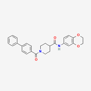 molecular formula C27H26N2O4 B3447838 1-(4-biphenylylcarbonyl)-N-(2,3-dihydro-1,4-benzodioxin-6-yl)-4-piperidinecarboxamide 