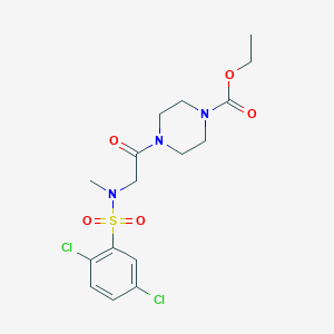 molecular formula C16H21Cl2N3O5S B3447889 ethyl 4-{N-[(2,5-dichlorophenyl)sulfonyl]-N-methylglycyl}-1-piperazinecarboxylate 