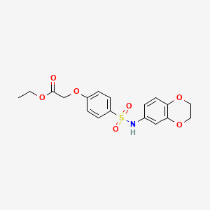 molecular formula C18H19NO7S B3447926 ethyl {4-[(2,3-dihydro-1,4-benzodioxin-6-ylamino)sulfonyl]phenoxy}acetate 