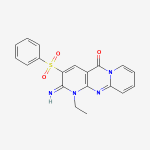 molecular formula C19H16N4O3S B3447963 1-ethyl-2-imino-3-(phenylsulfonyl)-1,2-dihydro-5H-dipyrido[1,2-a:2',3'-d]pyrimidin-5-one CAS No. 500144-41-2