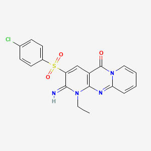 molecular formula C19H15ClN4O3S B3447968 3-[(4-chlorophenyl)sulfonyl]-1-ethyl-2-imino-1,2-dihydro-5H-dipyrido[1,2-a:2',3'-d]pyrimidin-5-one CAS No. 578005-66-0