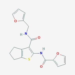 molecular formula C18H16N2O4S B3447973 N-(3-{[(2-furylmethyl)amino]carbonyl}-5,6-dihydro-4H-cyclopenta[b]thien-2-yl)-2-furamide 