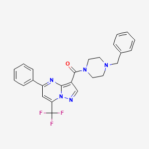 molecular formula C25H22F3N5O B3447976 3-[(4-benzyl-1-piperazinyl)carbonyl]-5-phenyl-7-(trifluoromethyl)pyrazolo[1,5-a]pyrimidine 