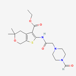 molecular formula C19H27N3O5S B3448018 ethyl 2-{[(4-formyl-1-piperazinyl)acetyl]amino}-5,5-dimethyl-4,7-dihydro-5H-thieno[2,3-c]pyran-3-carboxylate 