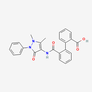 molecular formula C25H21N3O4 B3448042 2'-{[(1,5-dimethyl-3-oxo-2-phenyl-2,3-dihydro-1H-pyrazol-4-yl)amino]carbonyl}-2-biphenylcarboxylic acid 
