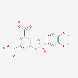 molecular formula C16H13NO8S B3448058 5-[(2,3-dihydro-1,4-benzodioxin-6-ylsulfonyl)amino]isophthalic acid 