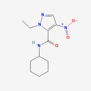 molecular formula C12H18N4O3 B3448160 N-cyclohexyl-1-ethyl-4-nitro-1H-pyrazole-5-carboxamide 