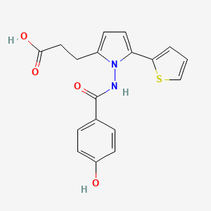 molecular formula C18H16N2O4S B3448289 3-[1-[(4-hydroxybenzoyl)amino]-5-(2-thienyl)-1H-pyrrol-2-yl]propanoic acid 