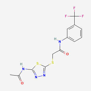 molecular formula C13H11F3N4O2S2 B3448305 2-{[5-(acetylamino)-1,3,4-thiadiazol-2-yl]thio}-N-[3-(trifluoromethyl)phenyl]acetamide 