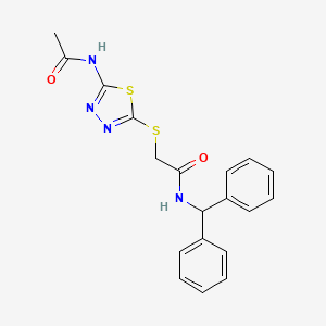 molecular formula C19H18N4O2S2 B3448311 2-{[5-(acetylamino)-1,3,4-thiadiazol-2-yl]thio}-N-(diphenylmethyl)acetamide 