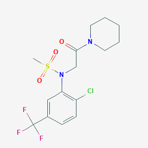 molecular formula C15H18ClF3N2O3S B3448331 N-[2-chloro-5-(trifluoromethyl)phenyl]-N-[2-oxo-2-(1-piperidinyl)ethyl]methanesulfonamide 