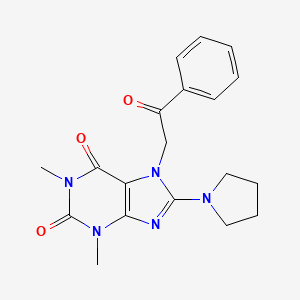 molecular formula C19H21N5O3 B3448342 1,3-dimethyl-7-(2-oxo-2-phenylethyl)-8-pyrrolidin-1-yl-3,7-dihydro-1H-purine-2,6-dione CAS No. 476481-38-6