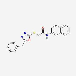 molecular formula C21H17N3O2S B3448492 2-[(5-benzyl-1,3,4-oxadiazol-2-yl)thio]-N-2-naphthylacetamide 