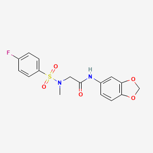 molecular formula C16H15FN2O5S B3448505 N~1~-1,3-benzodioxol-5-yl-N~2~-[(4-fluorophenyl)sulfonyl]-N~2~-methylglycinamide 