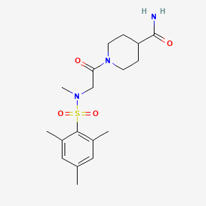 molecular formula C18H27N3O4S B3448516 1-[N-(mesitylsulfonyl)-N-methylglycyl]-4-piperidinecarboxamide 