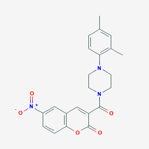 molecular formula C22H21N3O5 B3448550 3-{[4-(2,4-dimethylphenyl)-1-piperazinyl]carbonyl}-6-nitro-2H-chromen-2-one 