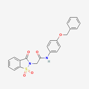 molecular formula C22H18N2O5S B3448605 N-[4-(benzyloxy)phenyl]-2-(1,1-dioxido-3-oxo-1,2-benzisothiazol-2(3H)-yl)acetamide 