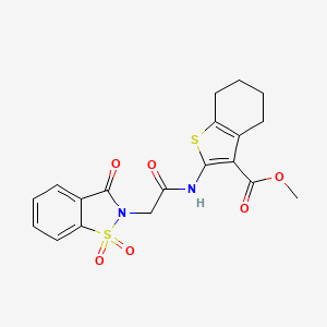molecular formula C19H18N2O6S2 B3448624 methyl 2-{[(1,1-dioxido-3-oxo-1,2-benzisothiazol-2(3H)-yl)acetyl]amino}-4,5,6,7-tetrahydro-1-benzothiophene-3-carboxylate 